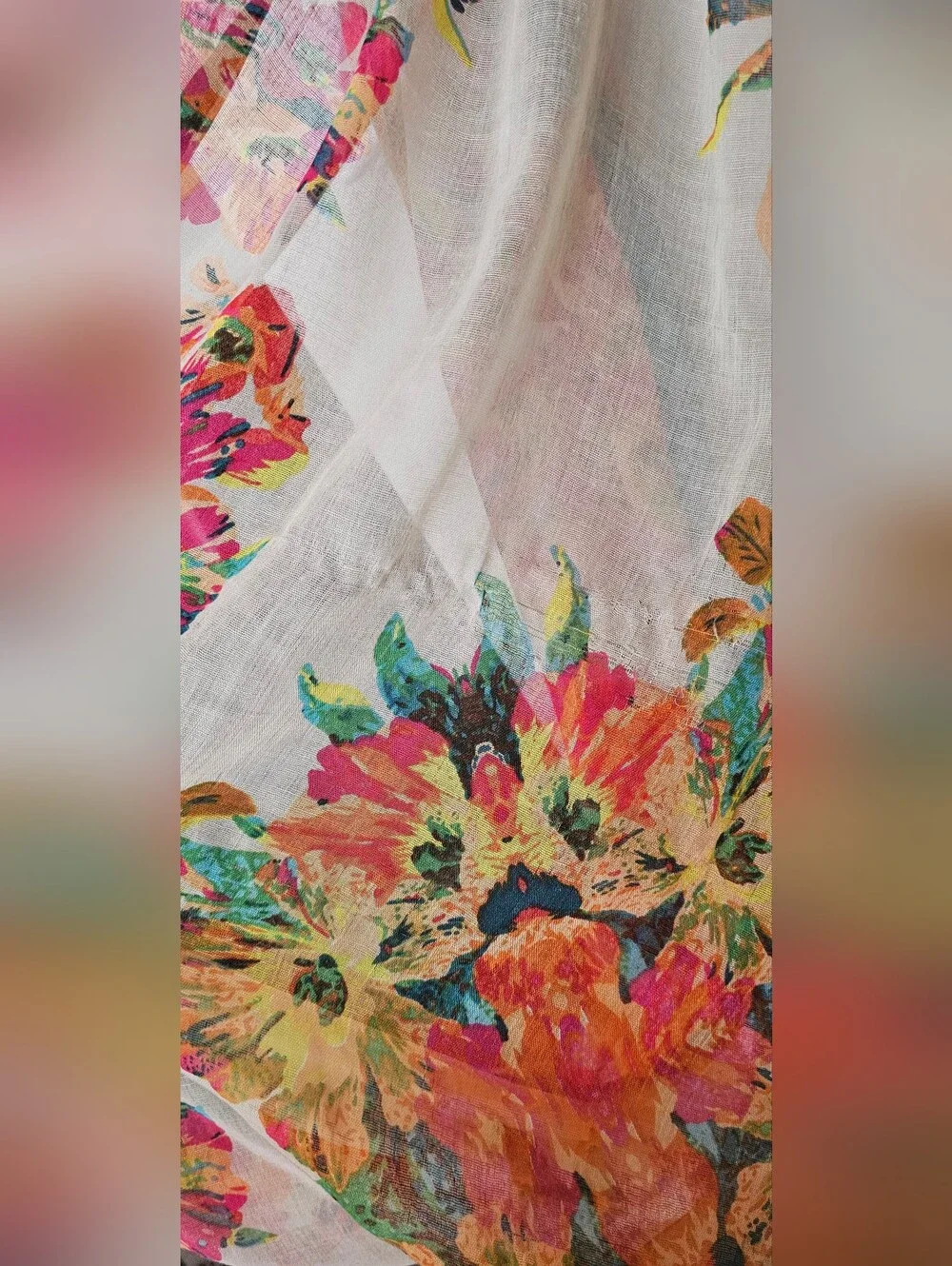 Floral Pink & Orange Lightweight Women's Infinity Scarf